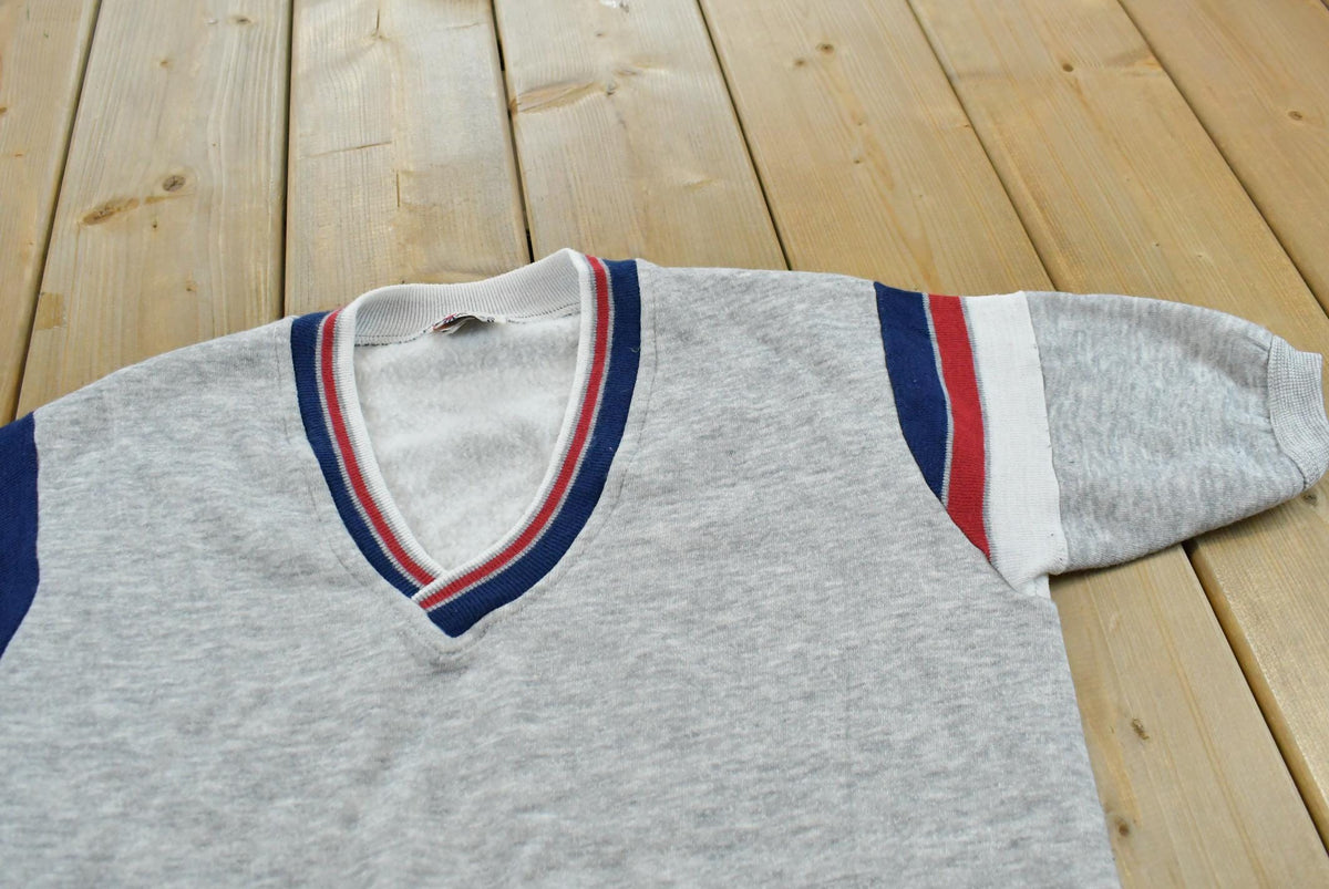 Vintage 1980s Fleece Mates Short Sleeve V-Neck Sweatshirt Men's S