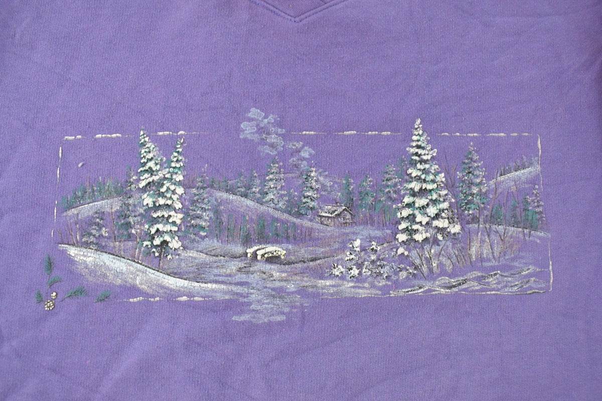Vintage 1990s Northern Reflections Winter Landscape Outdoorsman Crewneck Sweatshirt Women's Large