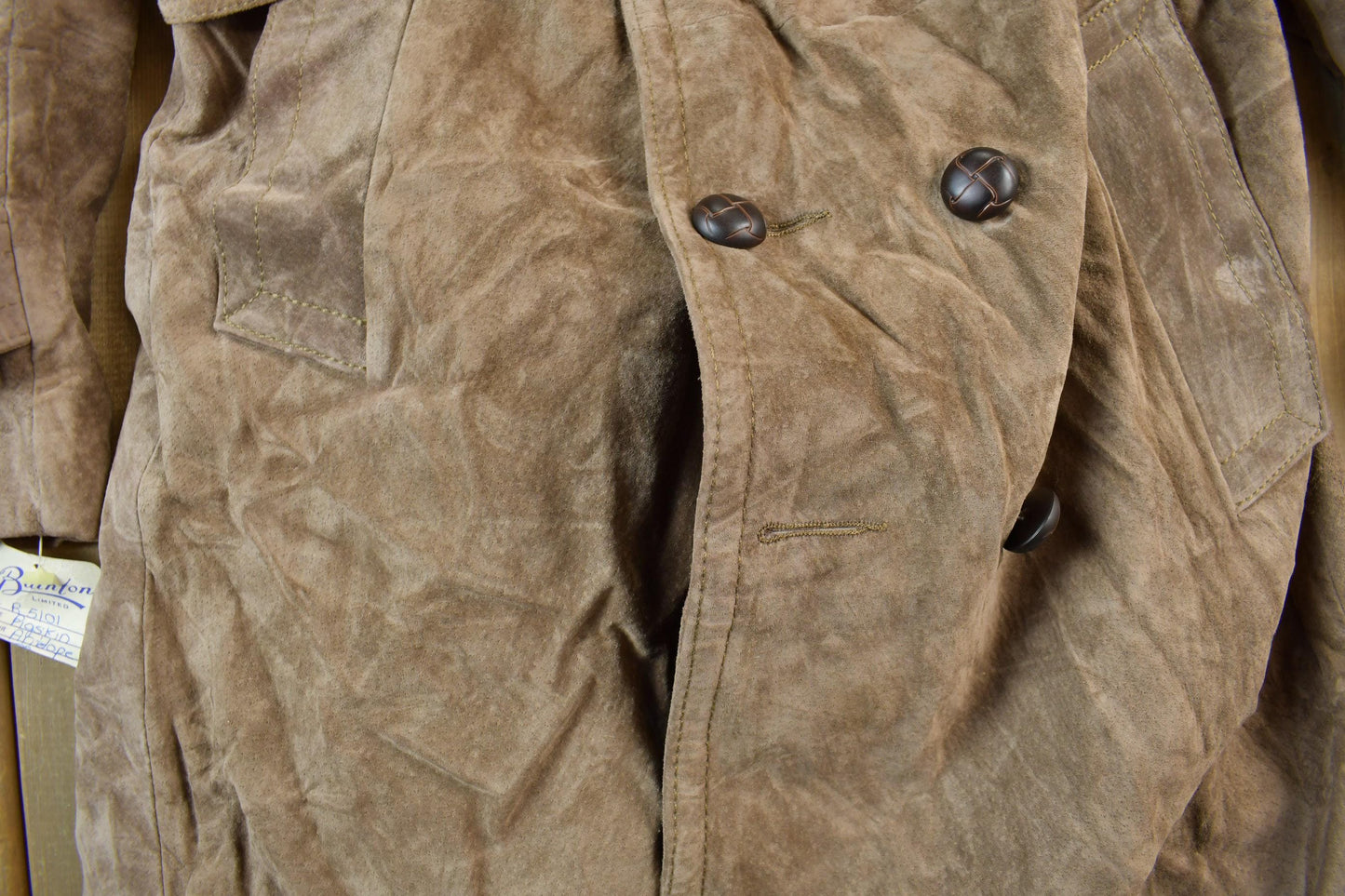 Vintage 1990s Rice ID Suede Leather Full Length Jacket Men's S