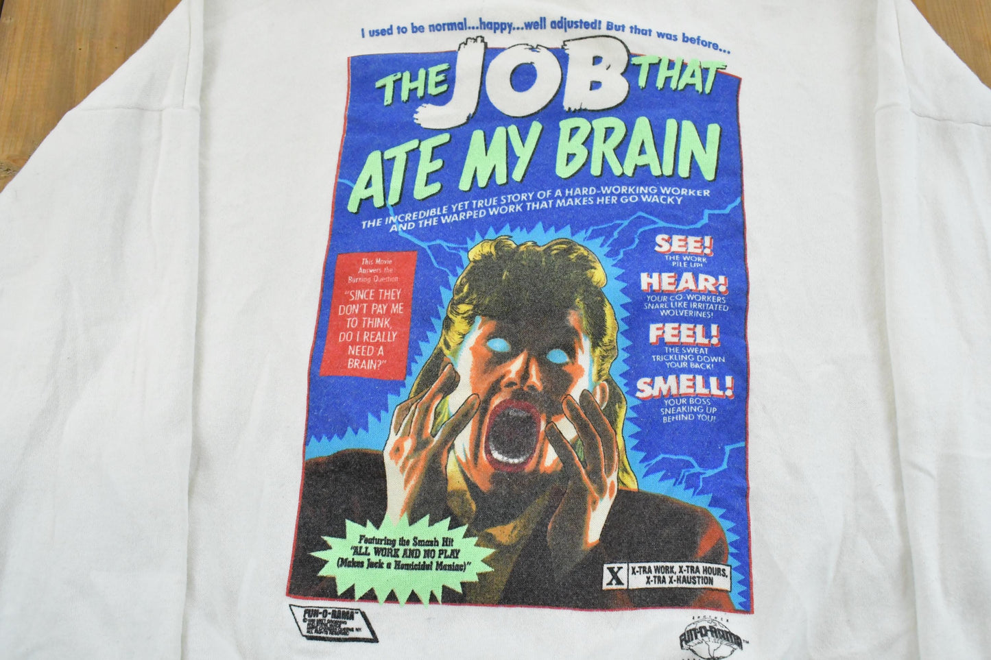 Vintage 1990s Fun O Rama Job That Ate My Brain Crewneck Sweatshirt Men's L