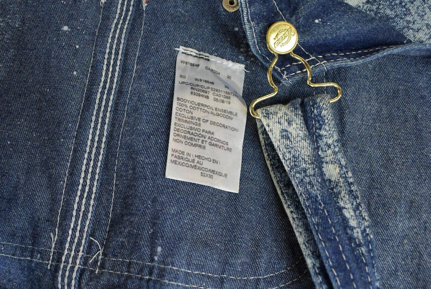 Vintage 2000s Dickies Acid Wash Denim Overalls Men's 52 x 25