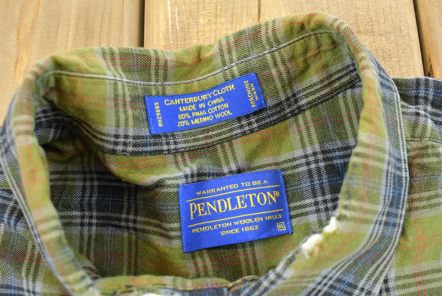 Vintage 2000s Pendleton Cotton Wool Blend Plaid Button Up Shirt Men's XL