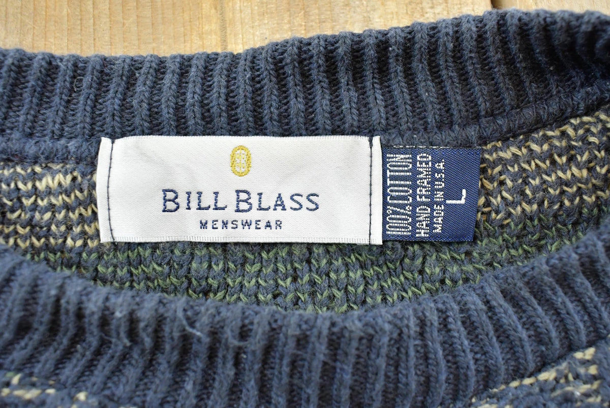 Vintage 1990s Bill Blass Cotton Knit Crewneck Sweater Mens L
