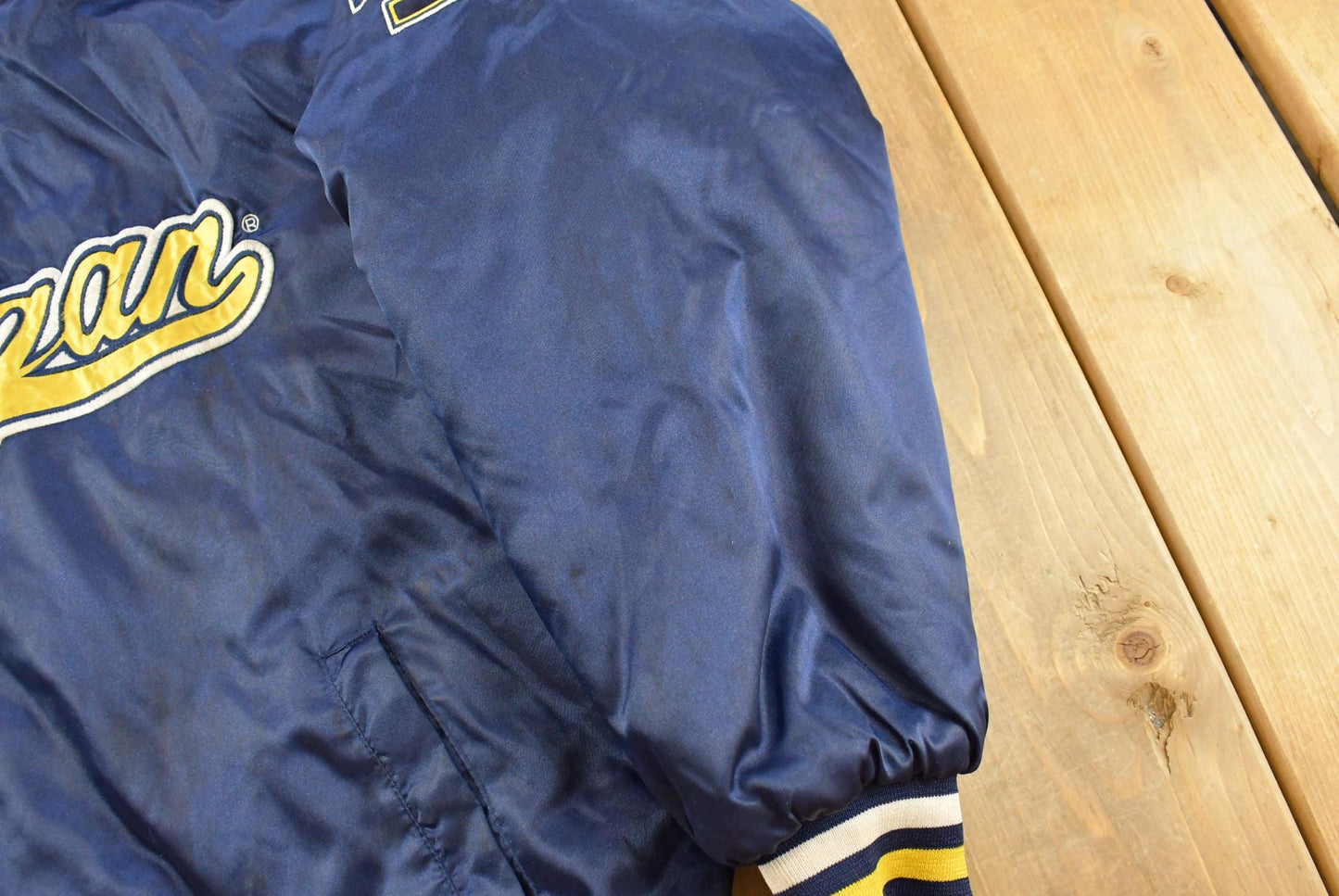 Vintage 2000s University of Michigan Wolverines Nylon Satin Bomber Jacket Men's XL