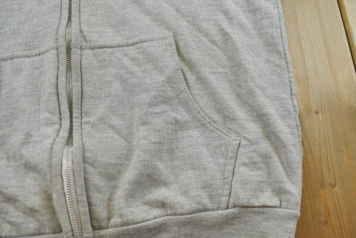 Vintage 1990s Bronzini Blank Grey Thermal Lined Full Zip Hoodie Men's L