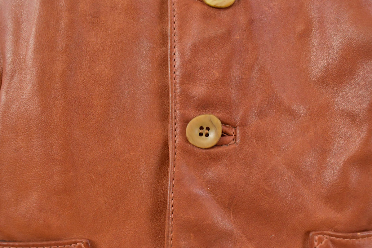 Vintage 1980s Leather Western Vest Jacket Men's S
