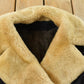 Vintage 1970s Wool Fur Collar Trench Coat Men's Large