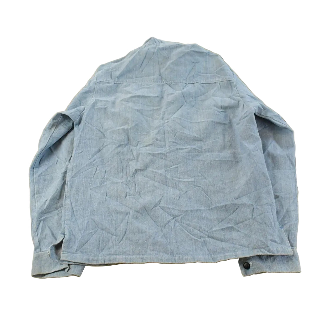 Vintage 1970s Chambray Lace Pullover Shirt Men's Medium