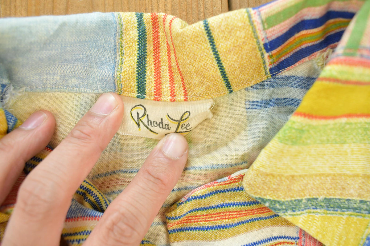 Vintage 1970s Rhoda Lee Patchwork Button Up Shirt Women's M