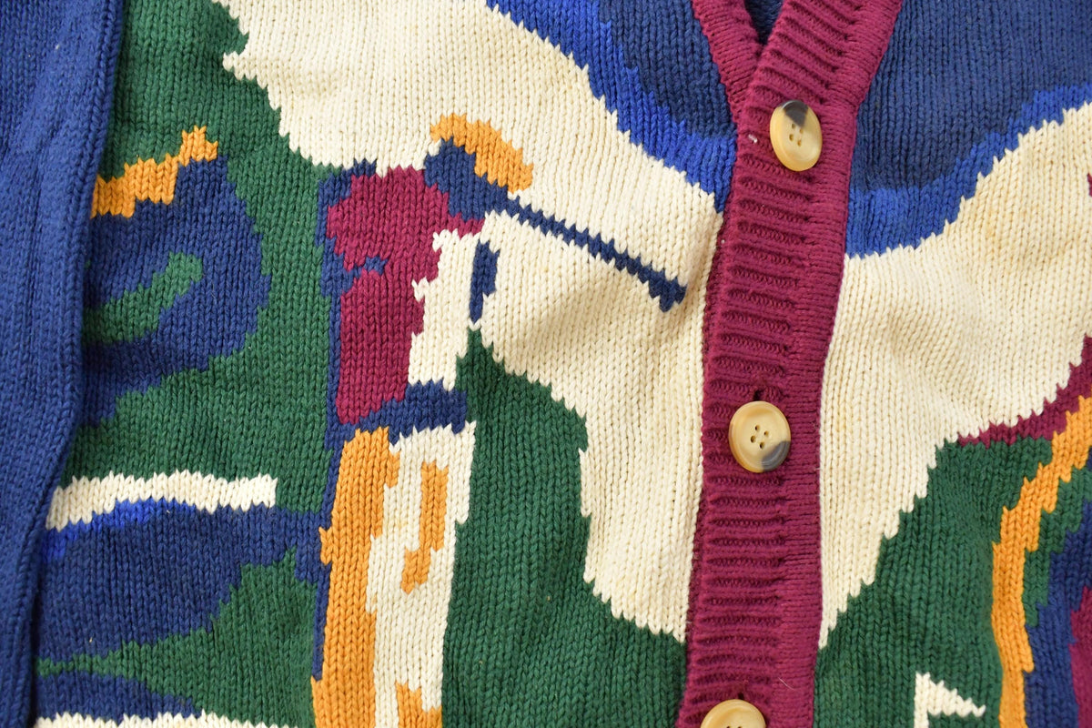 Vintage 1990s Context Golf Knit Cardigan Sweater Men's Large