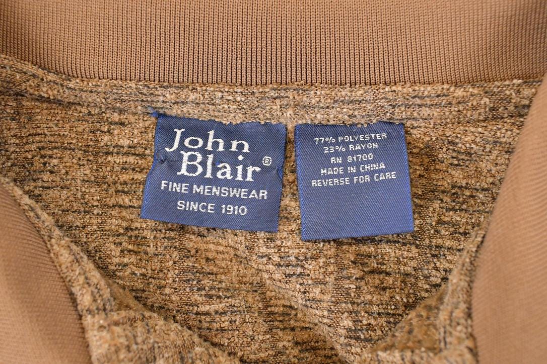 Vintage 1980s John Blair Quarter Button Knit Shirt Men's L