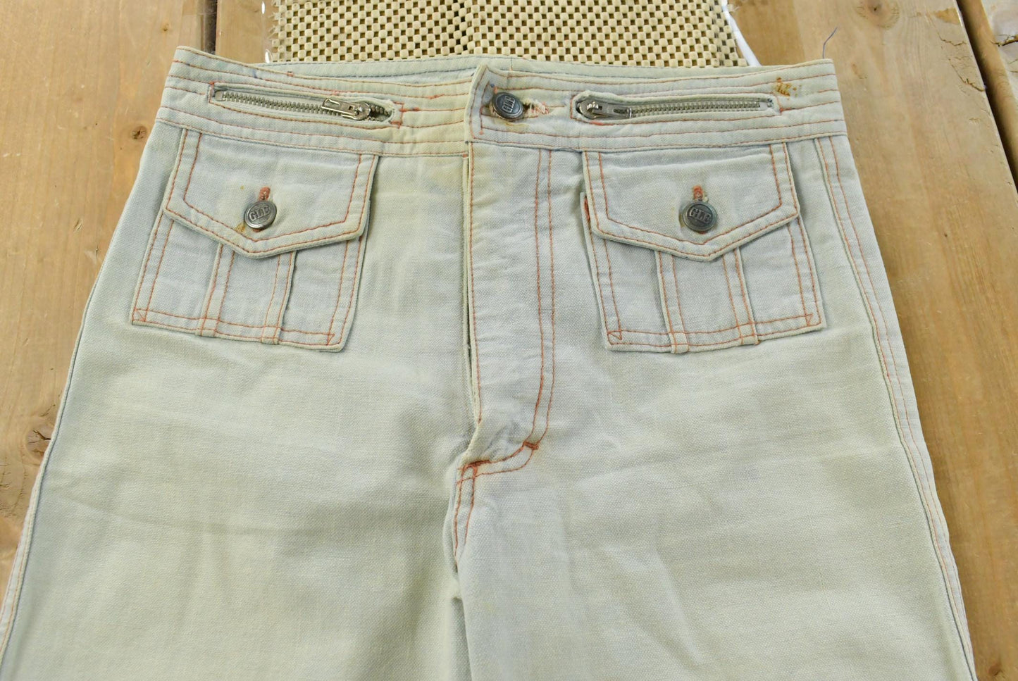 Vintage 1980s Gledson Bell Bottom Denim Light Wash Blue Jeans Men's 27 x 31