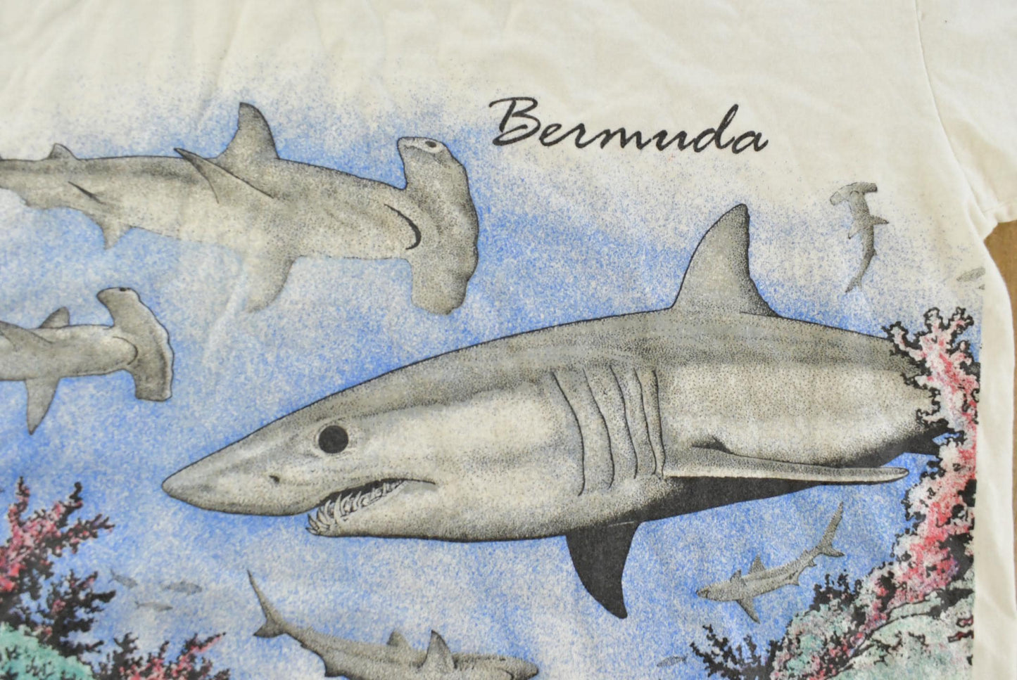Vintage 1990s Bermuda Shark Travel Souvenir Graphic T-Shirt Men's L