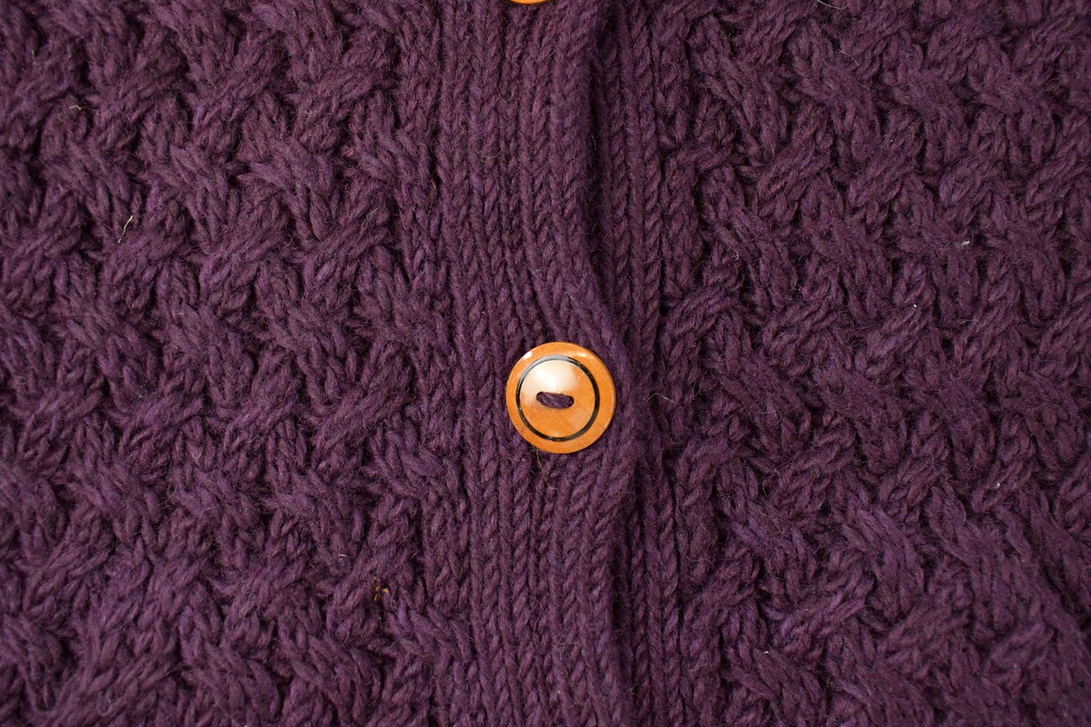 Vintage 1970s Shawl Collar Wool Cable Knit Sweater Women's XL