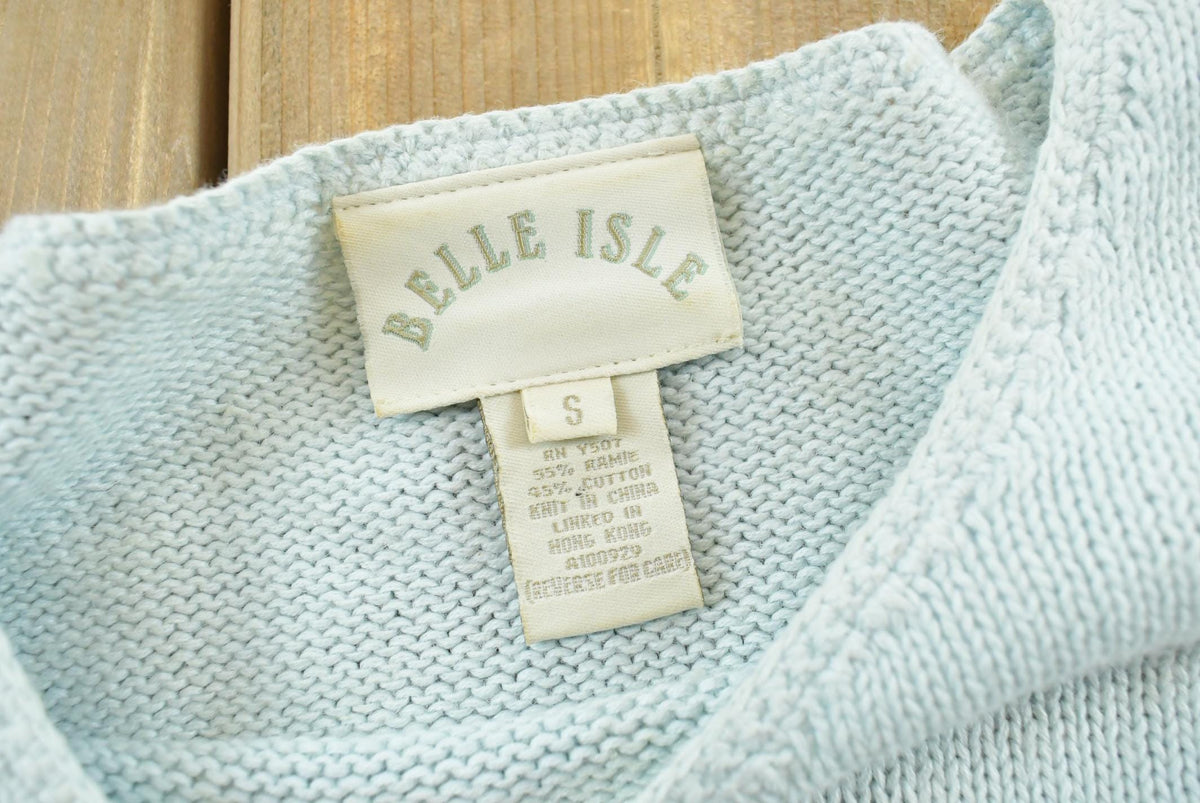 Vintage 1990s Belle Isle Cotton Ramie Knit Flowers Sweater Women's M