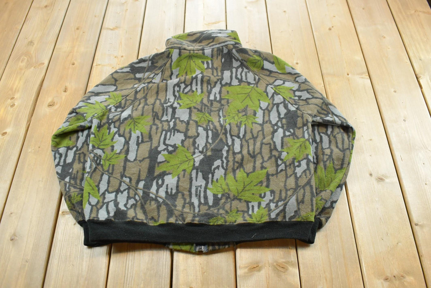 Vintage 1980s SafTBak Trebark RealTree Full Zip Fleece Sweater Men's M / Made in USA / 80s Streetwear