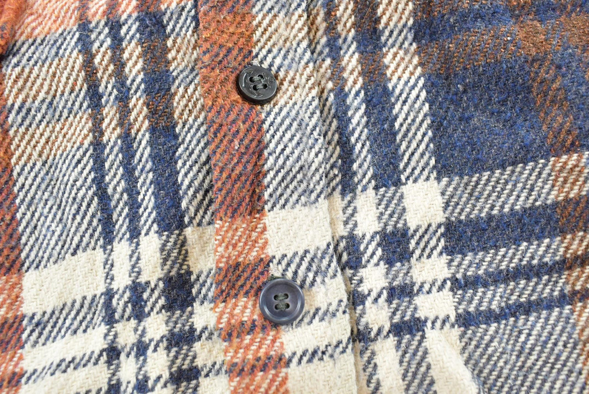 Vintage 1980s Campus CPO Wool Blend Plaid Flannel Button Up Shirt Men's L
