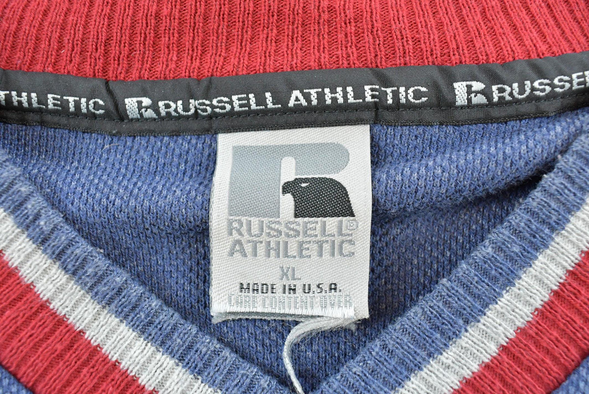 Vintage 1990s Russell Athletic Salem Witches Embroidered V-Neck Sweatshirt Men's L