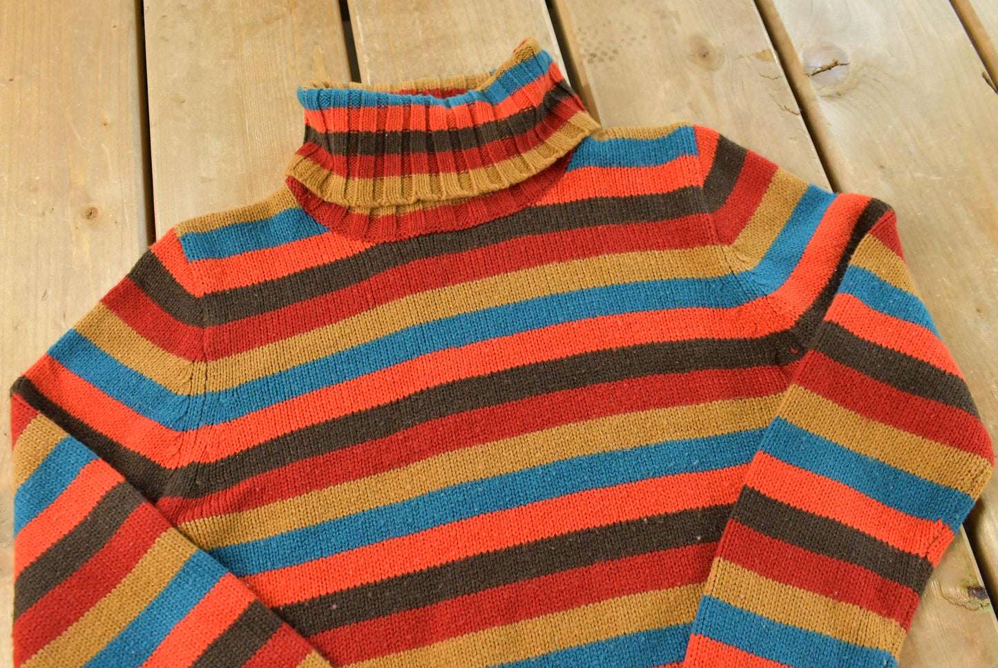 Vintage 1990s Dex Striped Knitted Turtleneck Sweater Women's XS