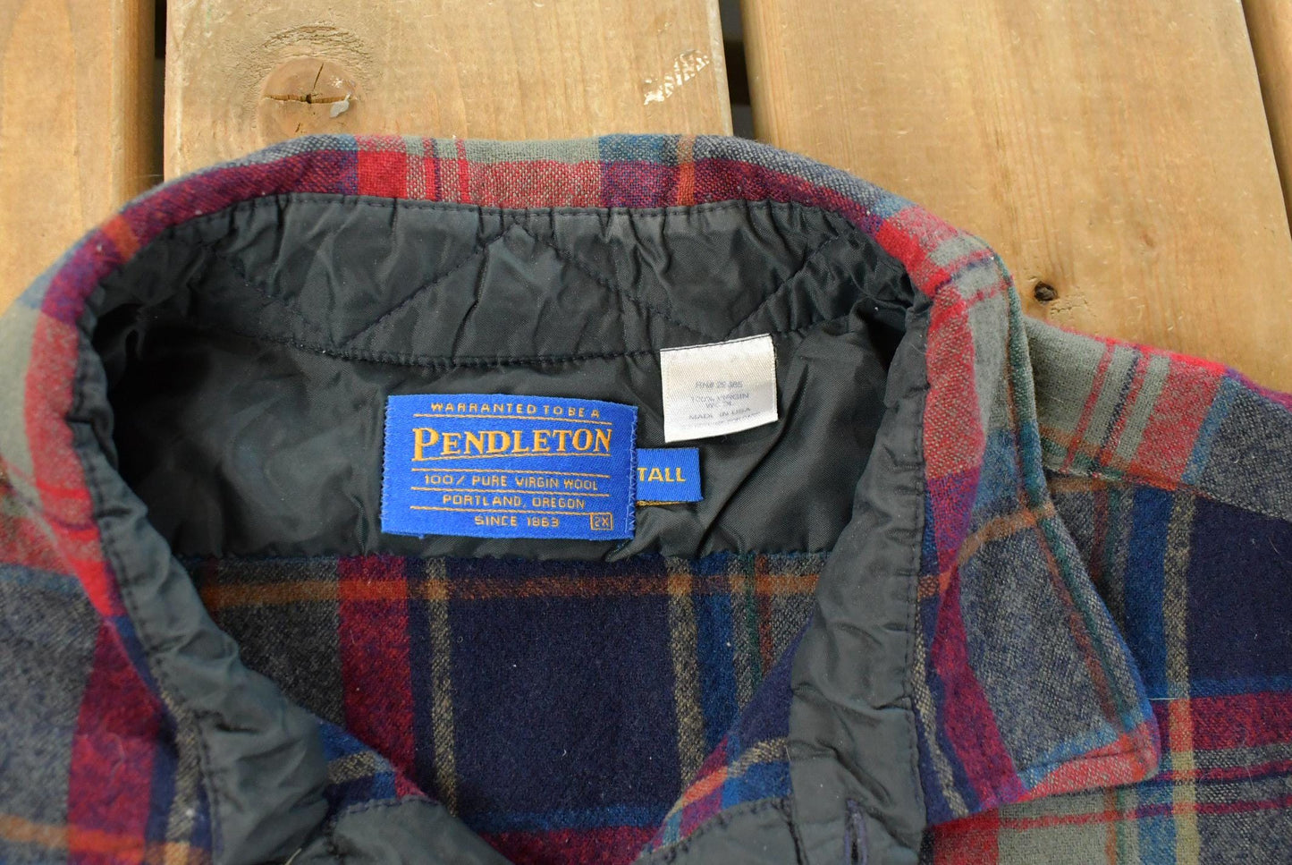 Vintage 1990s Pendleton Distressed Wool Plaid Button Up Flannel Shirt Men's 2XL Tall