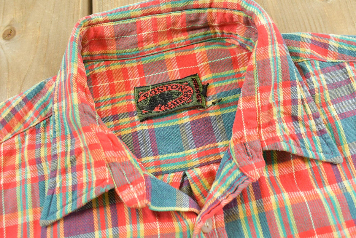 Vintage 1990s Boston Traders Plaid Flannel Button Up Shirt Men's M