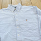 Vintage 1990s Polo Ralph Lauren Blue Striped Button Up Dress Shirt Mens 2XL