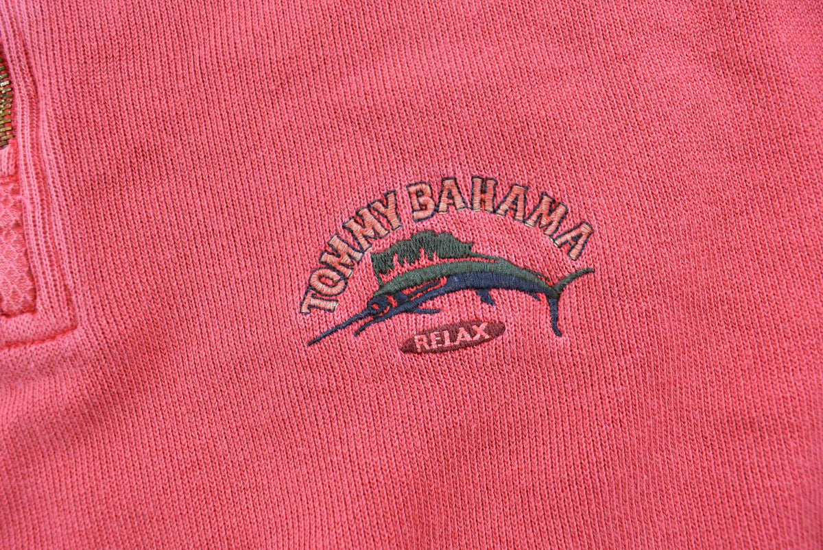 Vintage 1990s Tommy Bahama Embroidered Quarter Zip Sweatshirt Men's M
