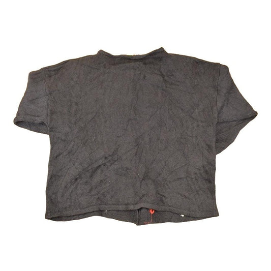 Vintage Y2K New Year Heavy Embroidered Abstract Knit Cardigan Sweater Women's L