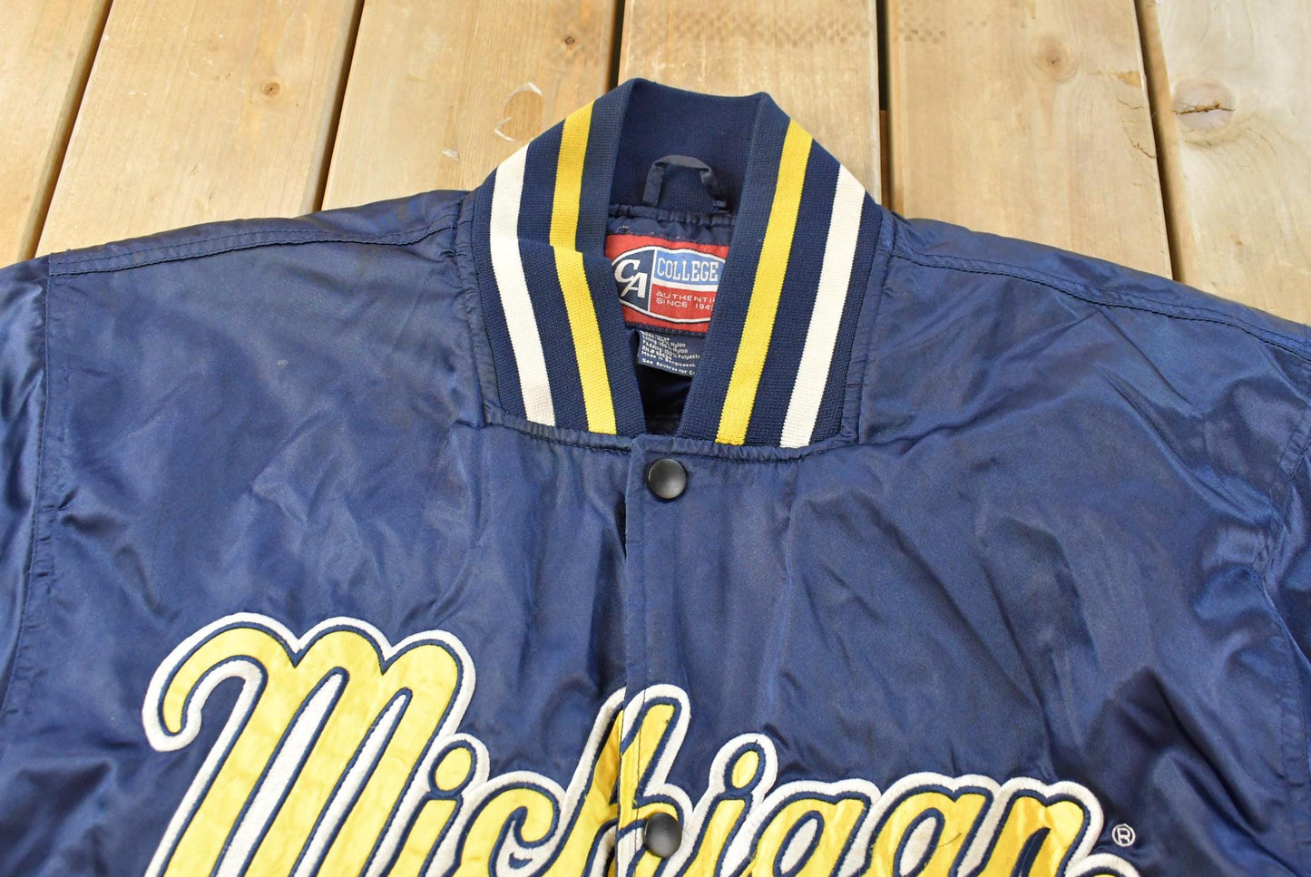 Vintage 2000s University of Michigan Wolverines Nylon Satin Bomber Jacket Men's XL