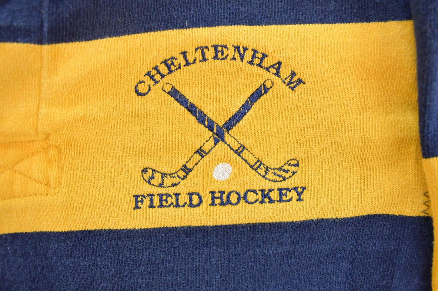 Vintage 1990s Cheltenham Field Hockey Striped Embroidered Rugby Polo Shirt Men's S
