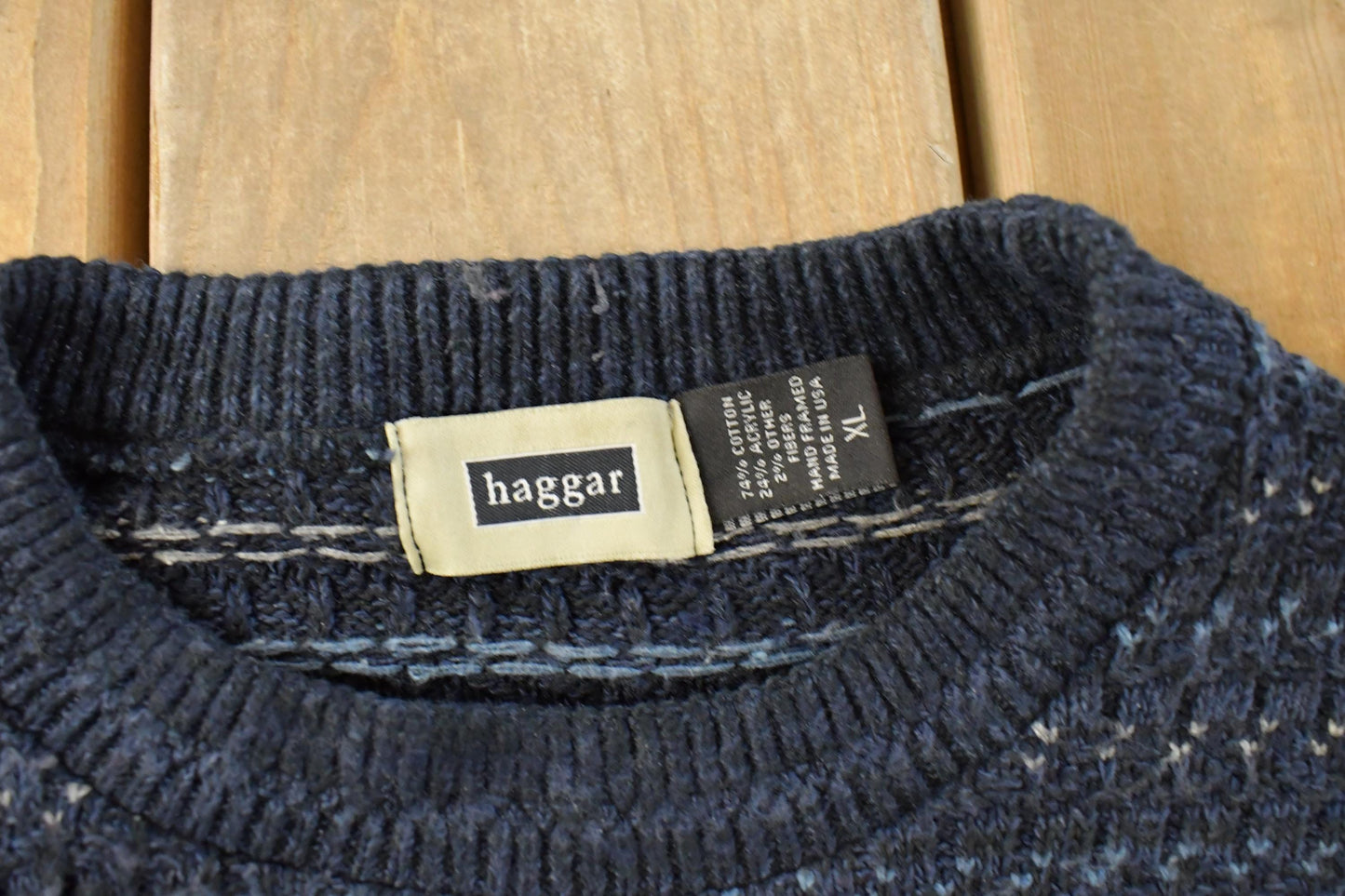 Vintage 1990s Haggar Knit Abstract Pattern Crewneck Sweater Mens XL