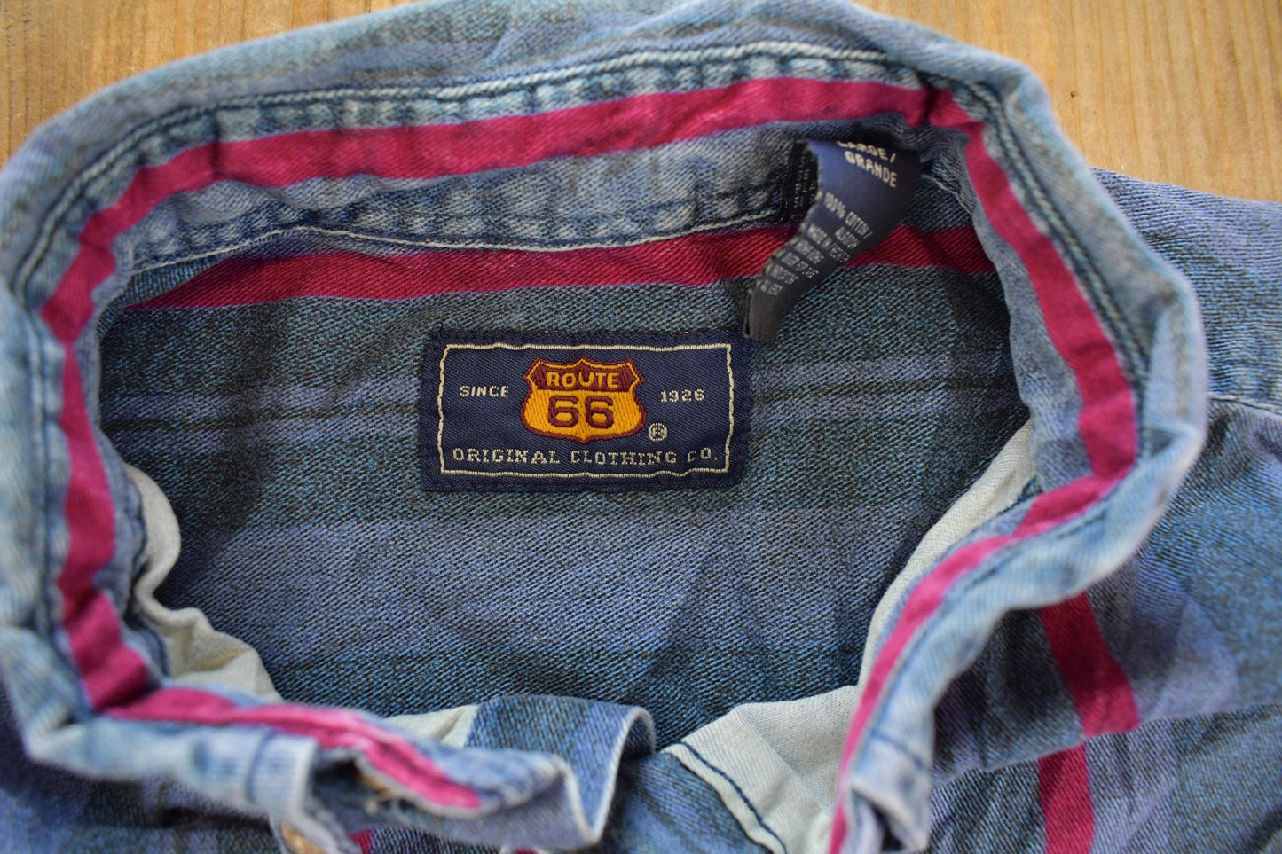 Vintage 1990s Route 66 Striped Button Up Shirt Men's XL