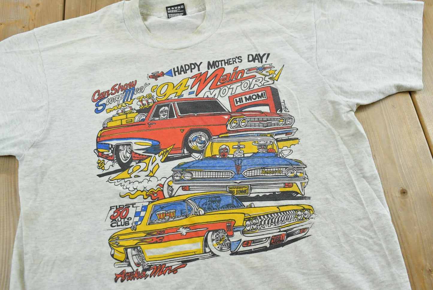 Vintage 1994 Mother Day Aroka Minnesota Car Show Swap Meet Souvenir T-Shirt Men's L