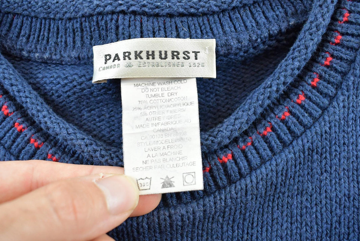 Vintage 1990s Parkhurst Cotton Acrylic Knit American Flag Sweater Men's L