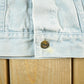 Vintage 1990s Learsi Bleach Acid Wash Denim Jean Trucker Jacket Women's Large