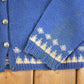 Vintage 1970s Fair Isle Abstract Wool Knit Cardigan Sweater Women's M