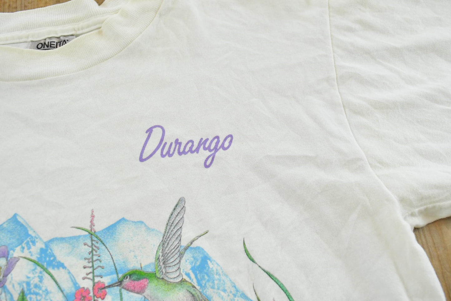 Vintage 1991 Habitat Durango Butterfly Garden Wraparound Graphic T-Shirt Men's M