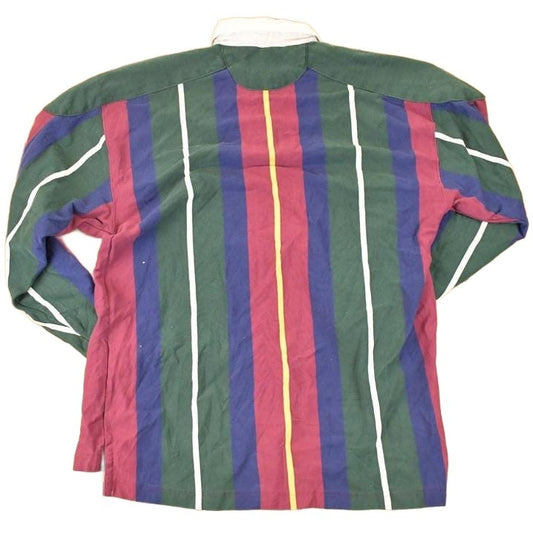 Vintage 1990s Croft And Barrow Striped Rugby Button Up Shirt Men's M