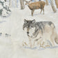 Vintage 1990s Artisans Winter Wolf Graphic Print AOP Crewneck Sweatshirt Mens L