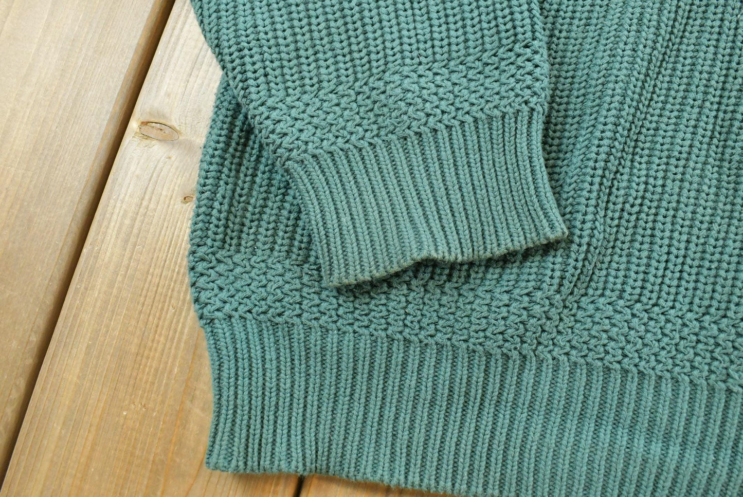 Vintage 1990s Eddie Bauer Henley Collar Quarter Button Cotton Knit Sweater Men's L / 90s Streetwear / Layering