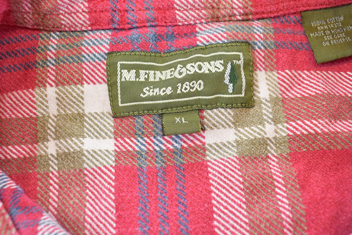 Vintage 1990s M Fine & Sons Plaid Flannel Button Up Shirt Men's 2XL