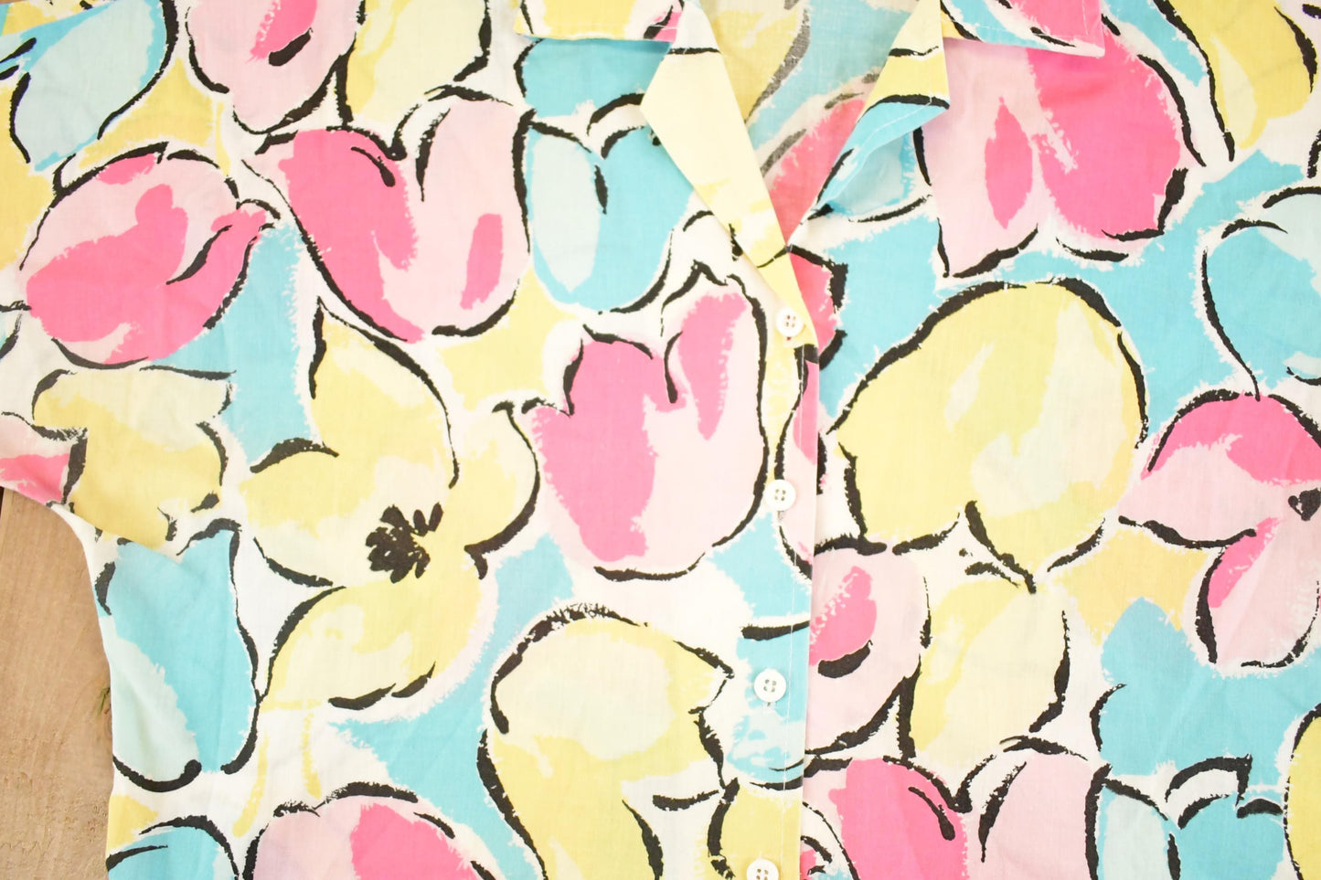 Vintage 1980s Floral AOP Button Up Shirt Women's L