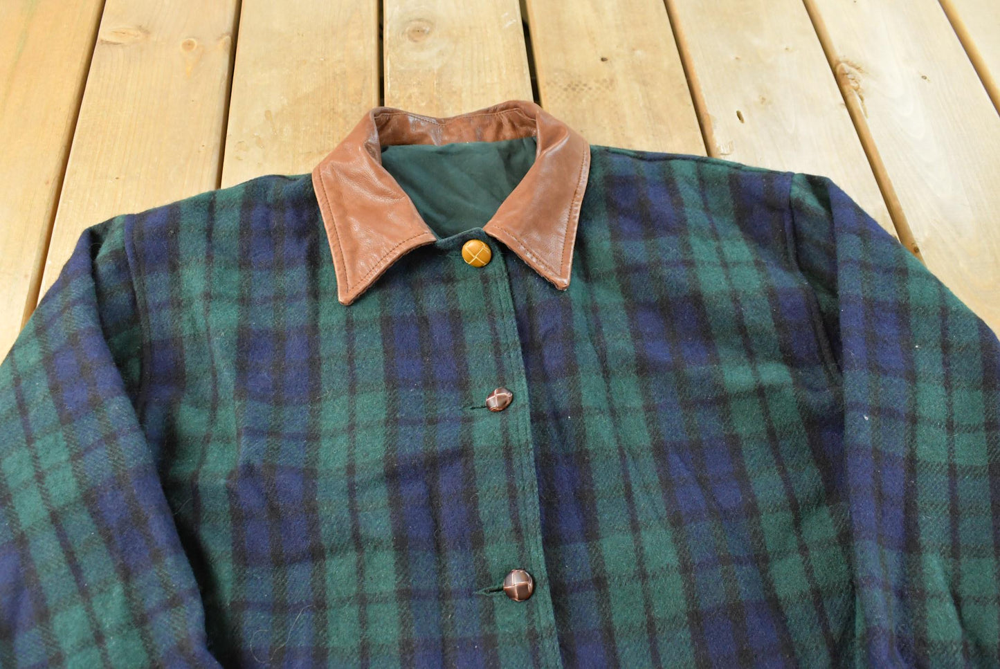 Vintage 1990s Colebrook Wool Cotton Plaid Reversible Coat Jacket Women's 1X