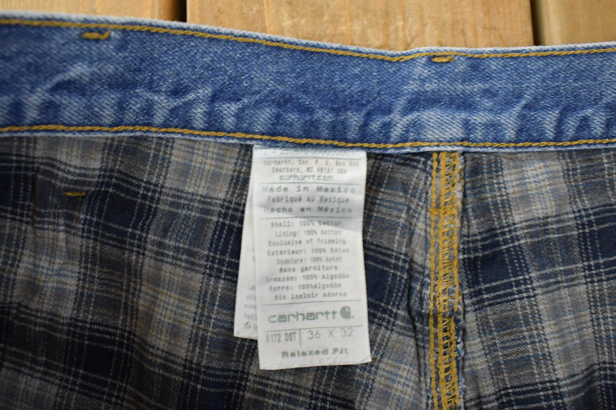 Vintage 2000s Carhartt Flannel Lined Denim Work Jeans Men's 35 x 31