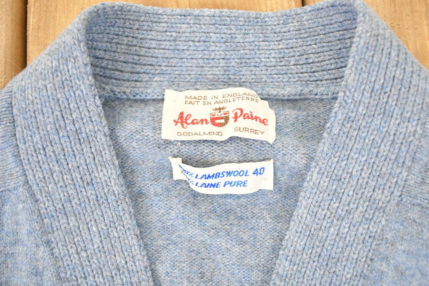 Vintage 1970s Alan Paine Knit Cardigan Lambswool Sweater Men's M