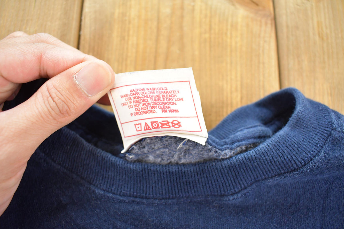 Vintage 1990s BVD Blank Navy Blue Crewneck Sweatshirt Men's L