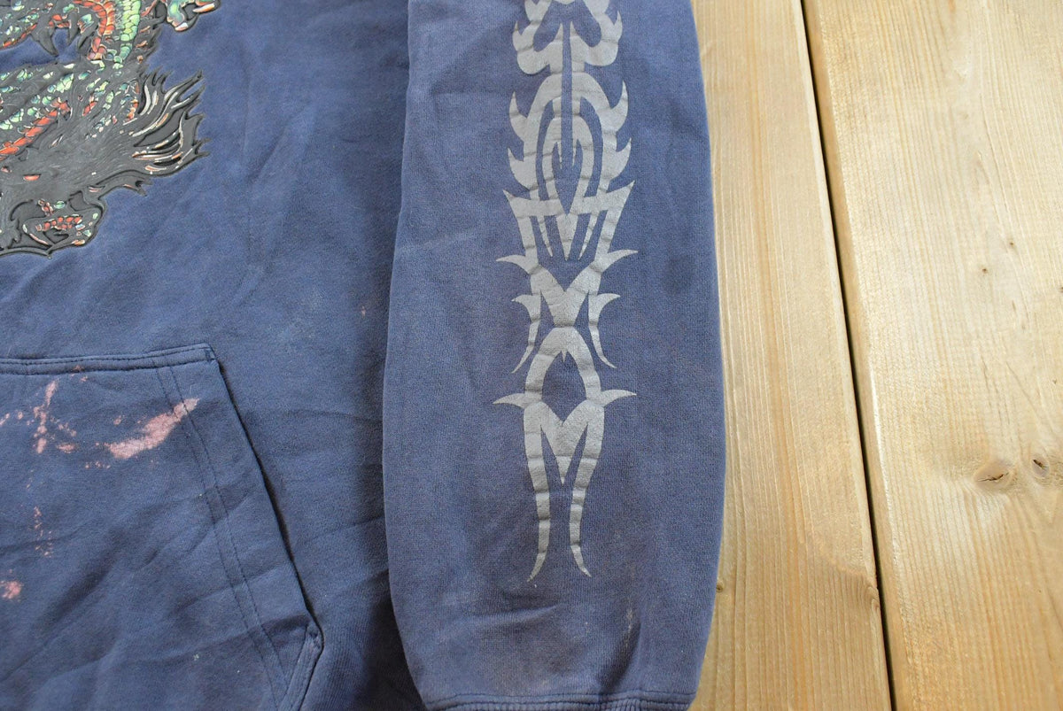 Vintage 1990s JNCO Jeans Dragon Tribal Hoodie Sweatshirt Mens S