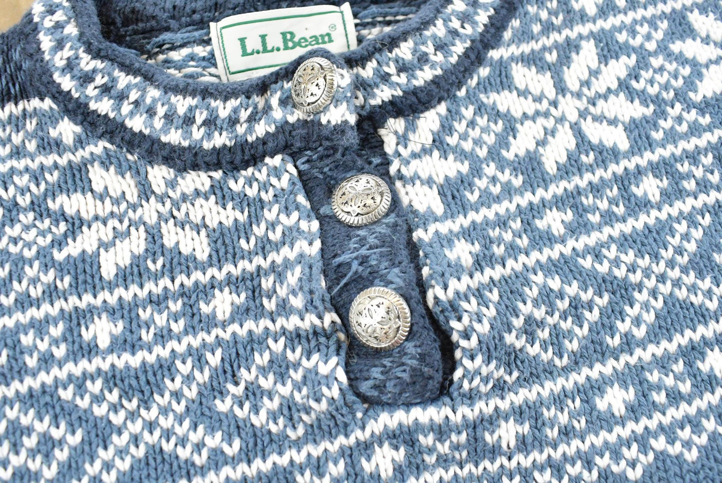 Vintage 1990s LL Bean Cotton Knit Sweater Women's L