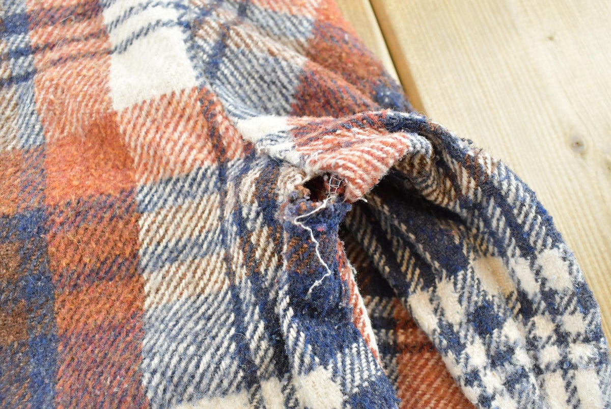 Vintage 1980s Campus CPO Wool Blend Plaid Flannel Button Up Shirt Men's L