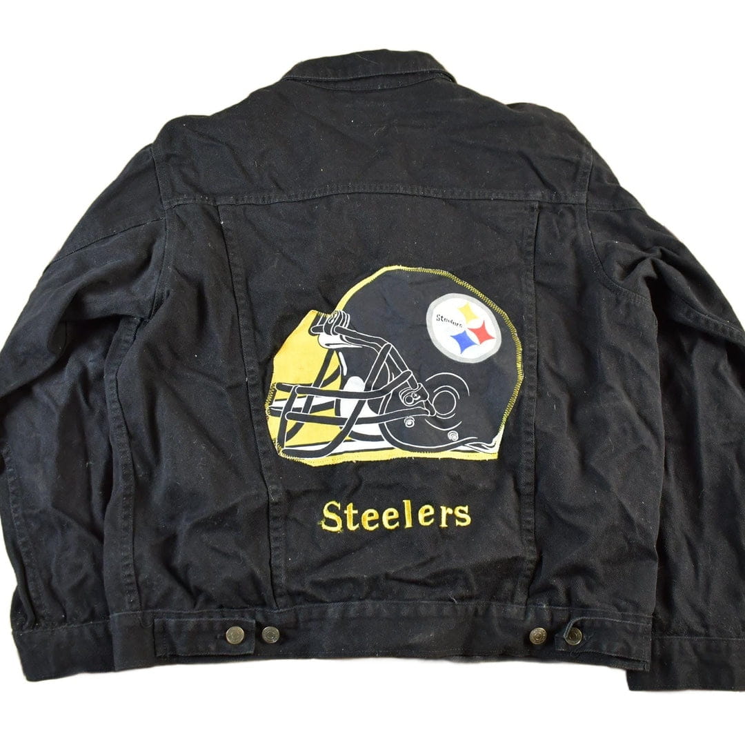 Vintage 1990s Pittsburgh Steelers NFL Denim Jean Trucker Jacket Men's Large from propervintagecanada